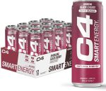 C4 Smart Energy Drink - Sugar Free Performance Fuel & Nootropic Brain Booster， Coffee Substitute or Alternative | Peach Mango Nectar 12 Oz - 12 Pack
